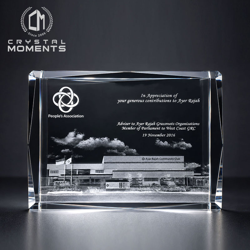 3D Laser Engraved Crystal Rectangle Award & Gift (C09)